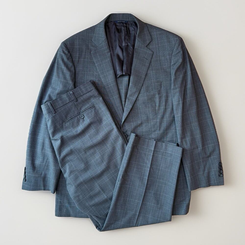 Brooks Brothers Madison Suit 44R 38 Gray Multicolor Brooks Cool Wool Blend